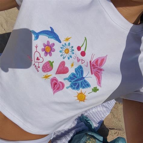 Fruity Butterfly Print Crop Top Omcne