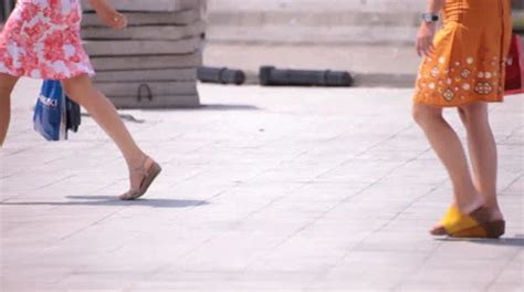 Hot Sexy Legs Of Women Walking Down The Stock Video Pond