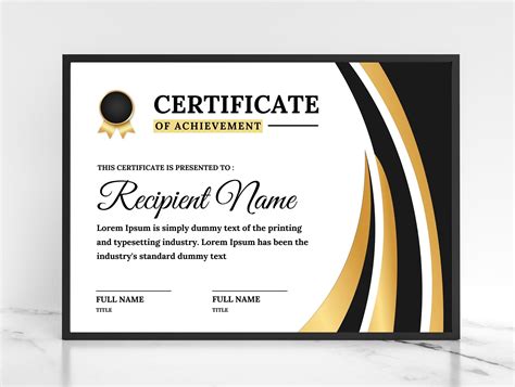 Editable Canva Certificate Template Gold Black Instant Download