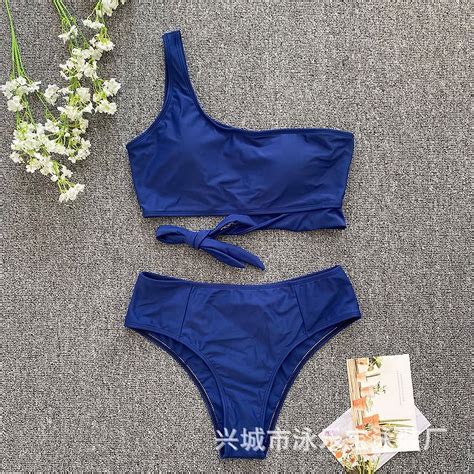 Generic Swimsuit Women S New One Shoulder Banded Bikini Split Swimsuit Vest Swimwear