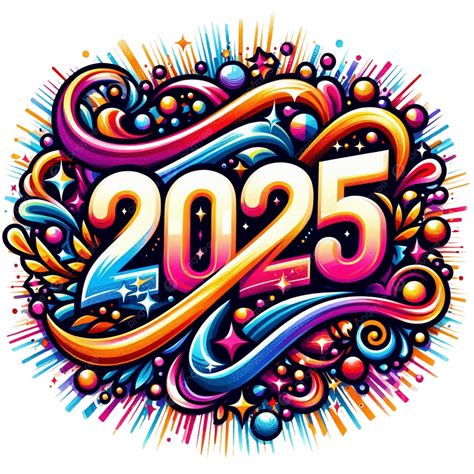 Colorful 2025 Illustration, 2025, New Year, Colorful PNG Transparent ...