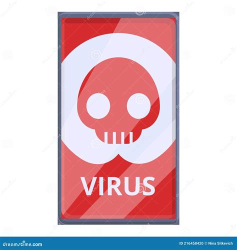 Virus Malware Smartphone Icône Dessin Animé Style Illustration de