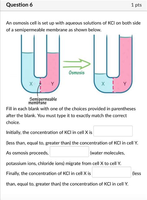 Solved An Osmosis Cell Is Set Up With Aqueous Solutions Of Chegg