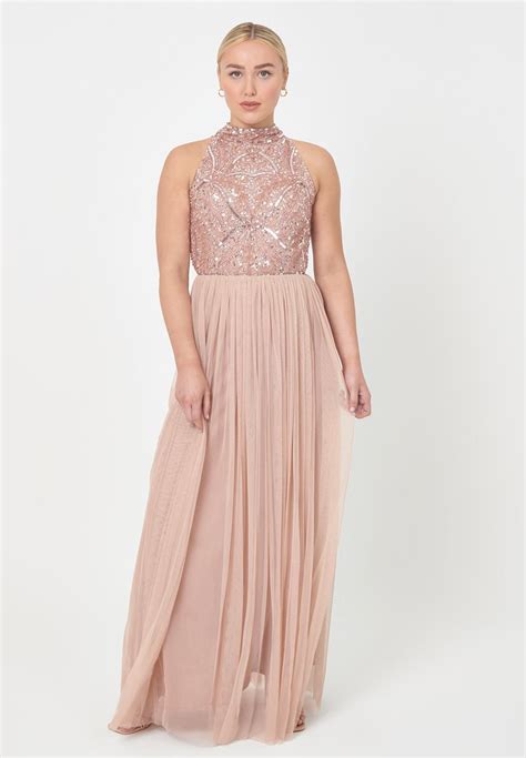 Beauut Embellished Sequins Robe De Cocktail Taupe Blush Taupe