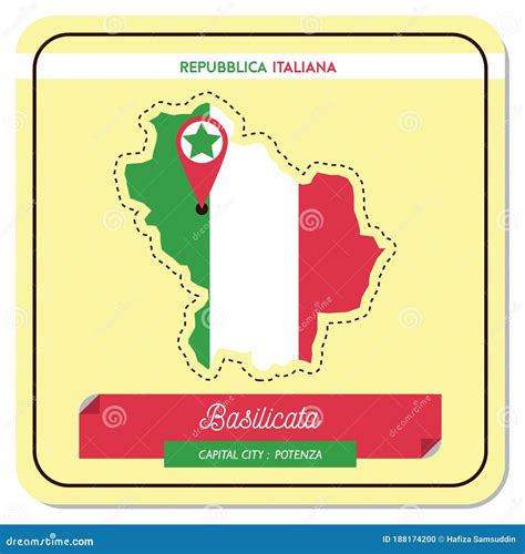 Basilicata Map Label Vector Illustration Decorative Design