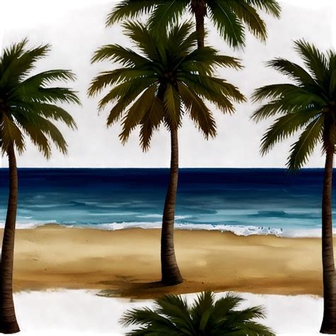 Premium Photo Illustration Of Palm Trees On The Beach With Ocean Sea