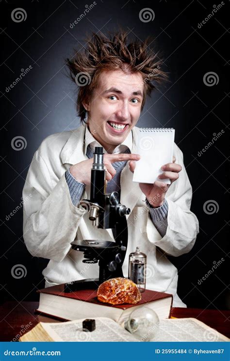 Funny young scientist stock photo. Image of microscope - 25955484