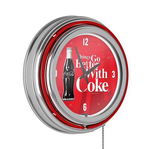 Coke Chrome Double Rung Neon Clock Coca Cola Things Go Better With