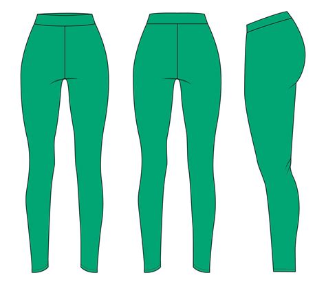 Leggings Technical Fashion Flat Sketch Vector Illustration Green Color