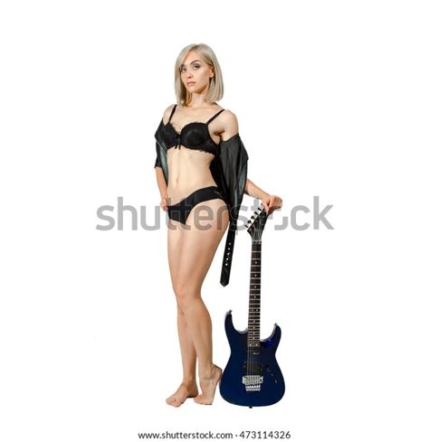 Sexy Blonde Woman Lingerie Guitar Hands Stock Photo Shutterstock