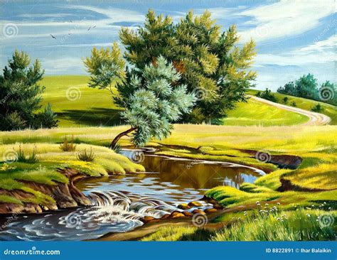 Het Landschap Van De Zomer Stock Illustratie Illustration Of Museum