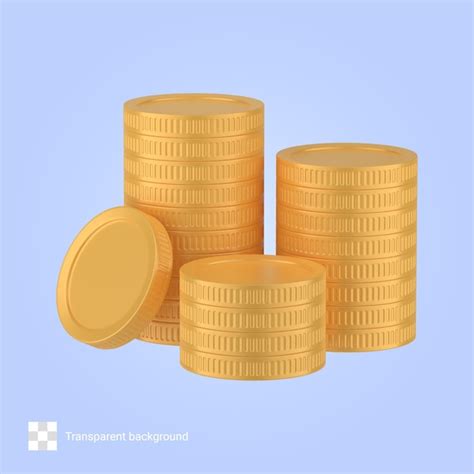 Ícone de moedas de ouro 3d PSD Premium