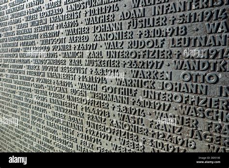 Names Of Fallen German First World War One Soldiers At The Ww1 Stock