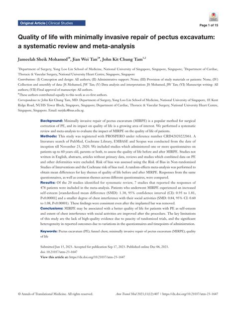 Pdf Quality Of Life With Minimally Invasive Repair Of Pectus