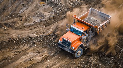 dump truck  action moving earth  debris   construction