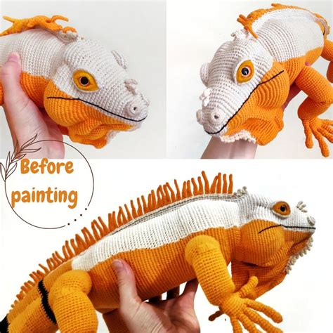 Crochet Pattern Big Iguana Realistic Lizard Etsy