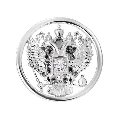 SILVEROFF Брошь Серебряный значок Герб России Двуглавый орел, с ...