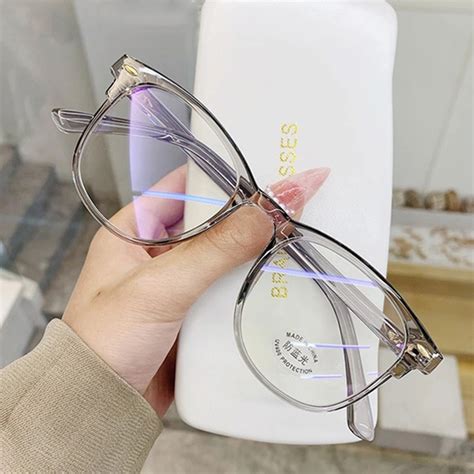 2023 New 5 Colors Women Men Trends Office Anti Blue Light Round Glasses ...