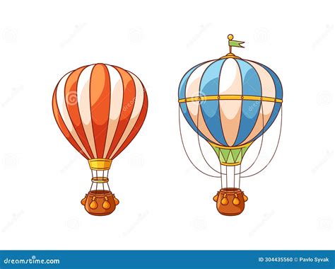 Hot Air Balloons Cartoon Vector Illustration Aerostats That Ascend
