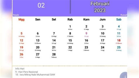 Kalender Jawa Februari 2023, Penanggalan Jawa Hari Ini - Tribunjateng.com