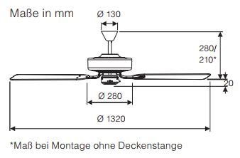 Deckenventilator CLASSIC ROYAL 132 MA Rattan