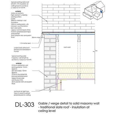 DL303 Gable Detail Traditional Slate Roof Solid Masonry Wall