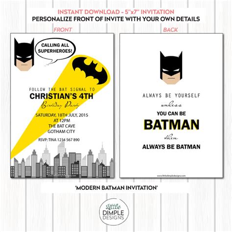 Batman Birthday Party Invitation Templates For Girls