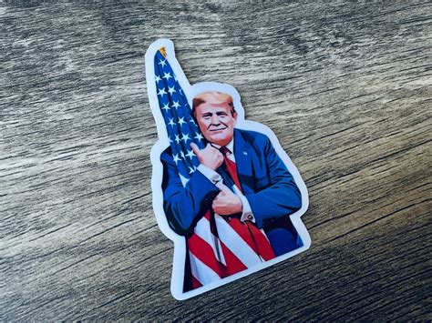 Trump Hugging American Flag Sticker Waterproof 3 Inches Etsy