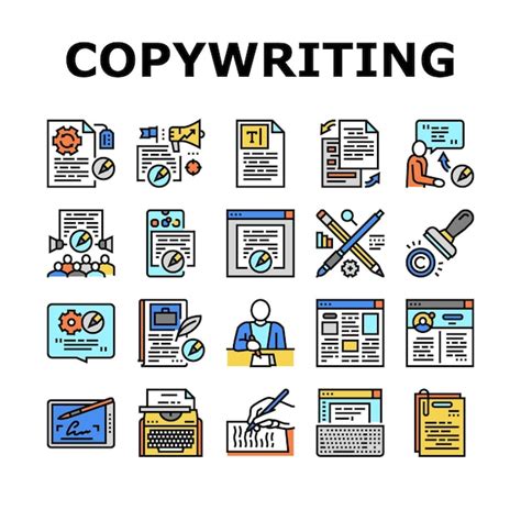 Premium Vector Copywriting Content Strategy Icons Set Vector