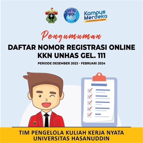 DAFTAR NOMOR REGISTRASI ONLINE KKN UNHAS GEL 111 PKKN UNHAS