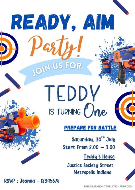 Free Editable Word Nerf Gun Birthday Invitation Templates