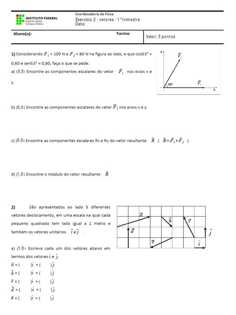 Exercícios de Vetores - Física I | PDF