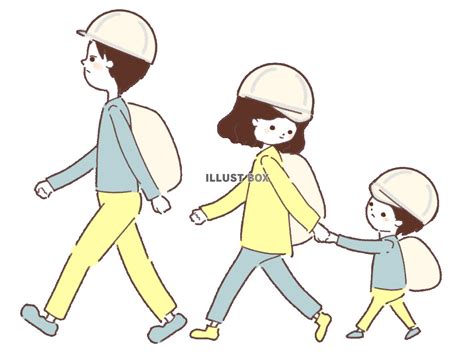 無料イラスト 避難する家族のイラスト