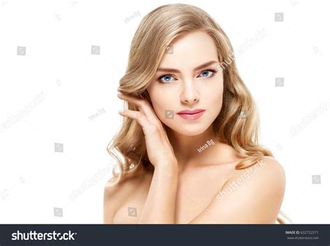 Beautiful Blonde Girl Portrait Woman Face Stock Photo