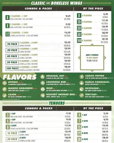 Wingstop Printable Menu Printable Templates