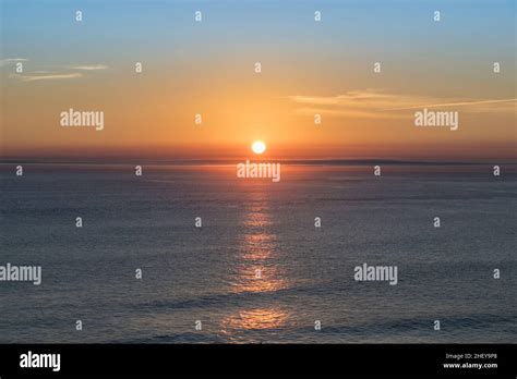 Romantic Sunset At The Atlantic Ocean Seen From Gay Head Cliffs At The Westernmost Point Of