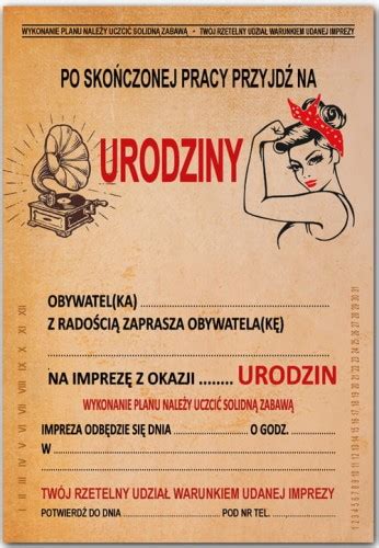 Zaproszenia Na Urodziny W Stylu Prl Zaproszenia Pl