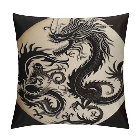 Jeuxus Throw Pillows Cover Chinese Silhouette Phoenix Bird Dragon