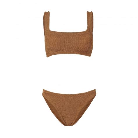 Hunza G Xandra Crinkle Bikini Metallic Cocoa Hunzag Xan Metcoc Consortium