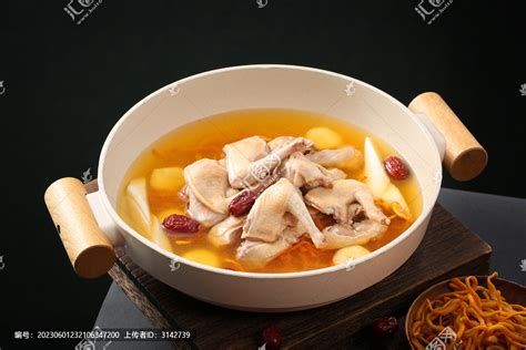 虫草花炖鸡汤中国菜系食品餐饮摄影素材汇图网