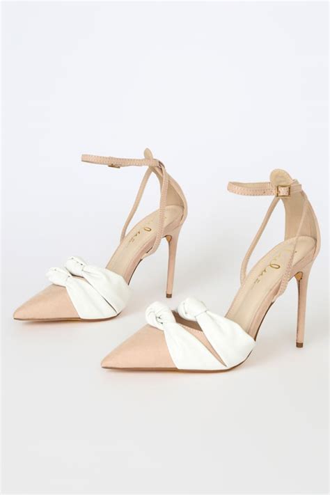 Nude Suede Pumps Nude Knotted Pumps Pointed Toe High Heels Lulus