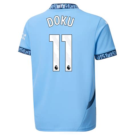 Kids' Manchester City Home Jersey 2024/25 With DOKU 11 Printing ...