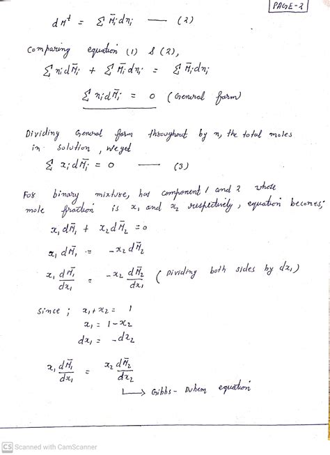 Solved Derive The Gibbs Duhem Equation For A Close System Binary