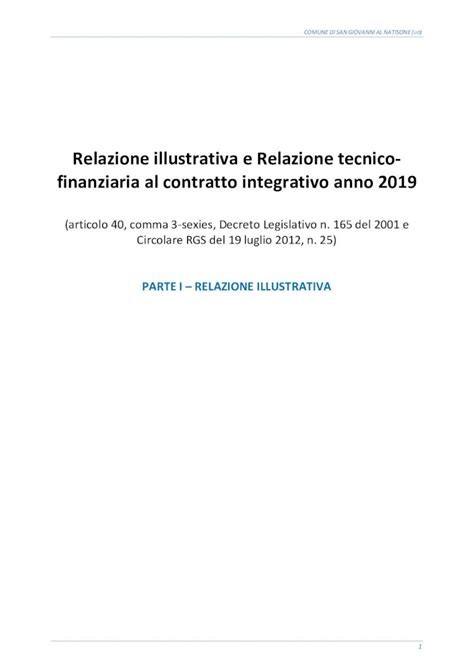 Pdf Schemi Di Relazione Illustrativa E Relazione Tecnico Finanziaria