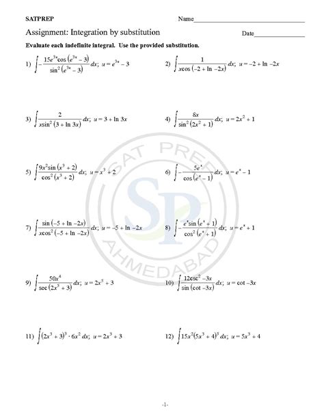 Integration By Substitutions When Two Function Given One Is Worksheets Library