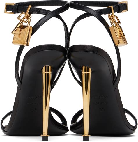 Tom Ford Black Padlock Pointy Naked Heeled Sandals Tom Ford