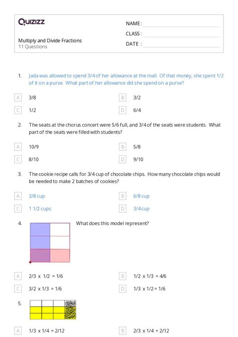 Fractions And Fair Shares Worksheets For Th Grade On Quizizz