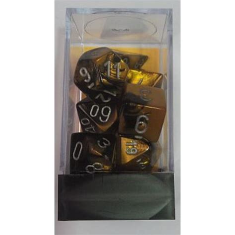 Chessex Rpg Dice Gemini Black Gold With Silver 7 Dice Set