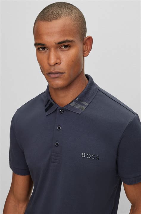 Boss Interlock Cotton Slim Fit Polo Shirt With Logo Detail