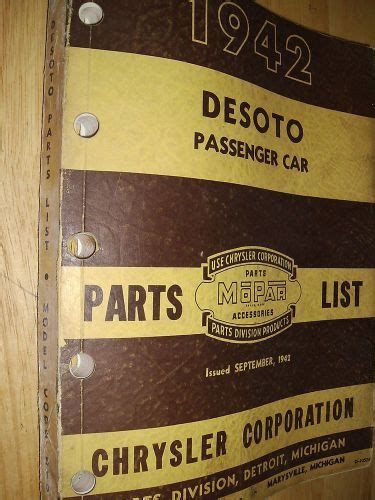 Purchase Desoto Parts Catalog Original De Soto Book In Benton